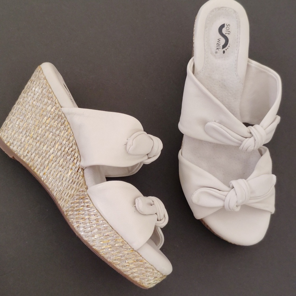 SoftWalk Leather Wedge Espadrilles Sandals - NWOT